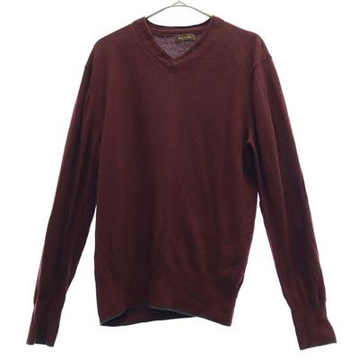 Wool Long Sleeve V Neck Sweater L Purple Knit Women Used