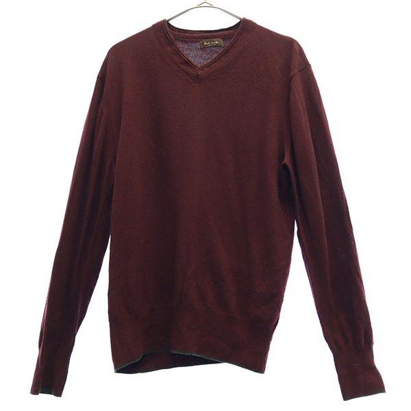 Paul Smith Wool Long Sleeve V Neck Sweater L Purple Knit Women Used
