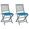 Day and Night - Day and Night Folding Garden Chairs 2 Pcs Cushions Solid Acacia Wood