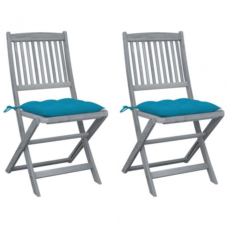 Day and Night - Day and Night Folding Garden Chairs 2 Pcs Cushions Solid Acacia Wood