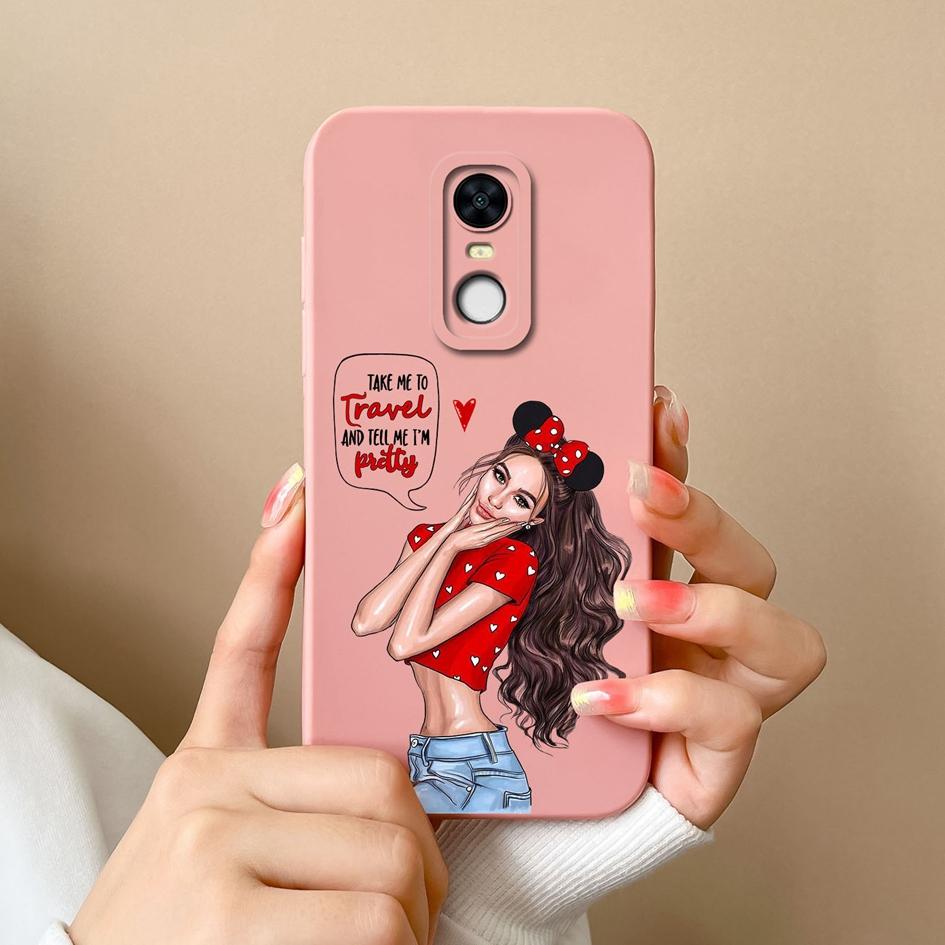 For Redmi Note 10 10S 10T 5 7 7S 8 9 9S 9T K80 Pro Max Plus Phone Covers Elegant Girls Pattern Liquid Silicone Camera Protection Cases For Redmi Shell