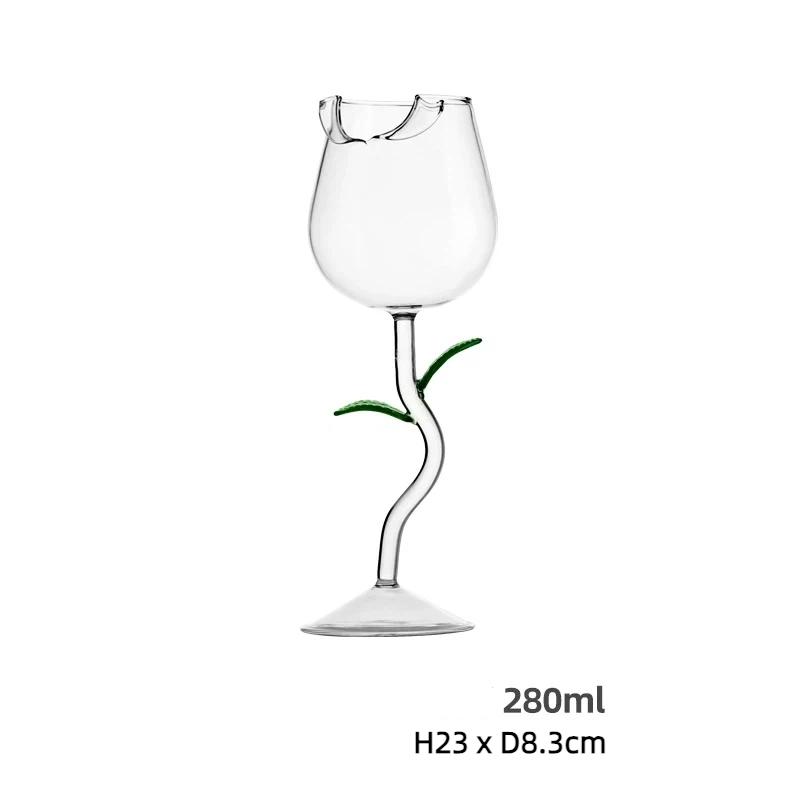 INS-Stil Rosewein-Glas, Eleganter hoher Stiel Rotwein-Kelch für Champagner, Cocktails & Romantisches Essen