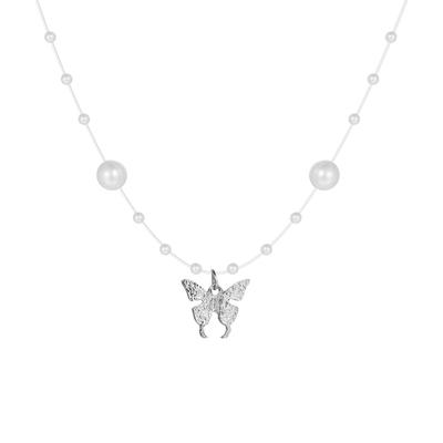 Colier fluture de perle Colier choker cu lanț de claviculă avansat de design de nișă de lux ușor