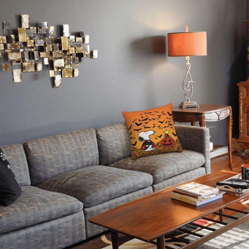 Benutzerdefinierter S-Snoopys Halloween Kürbis Kissenbezug Luxuriöser Kissenbezug Quadratischer Kissenbezug