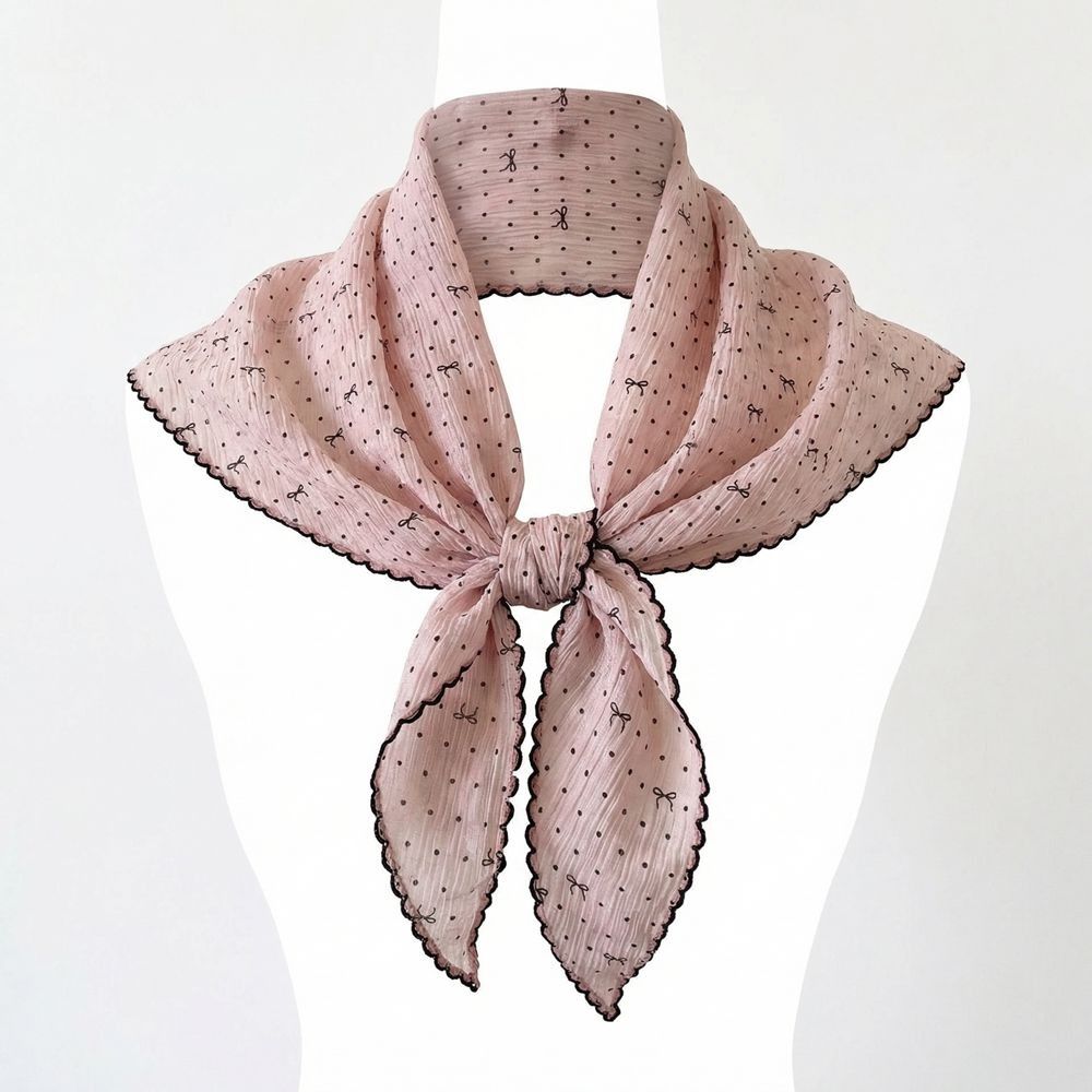 French Korean Neckerchief Bow Headband Turban Sweet Style Polka Dot Triangle Headscarf  Sunscreen