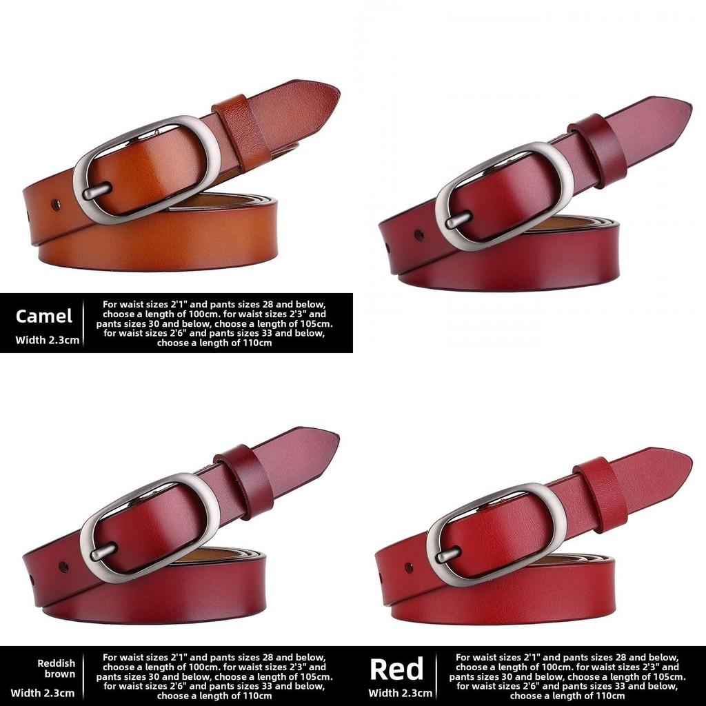 Elliptical Alloy Buckle Leather Womens Belt With Vintage Design For Work And Casual Looks