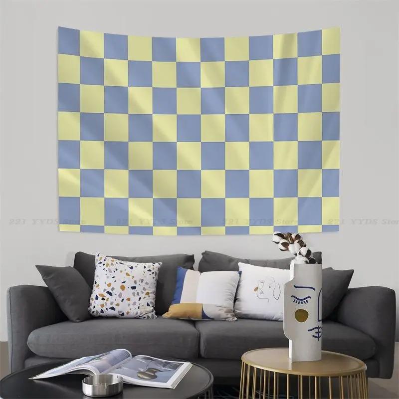 

Гобелен для гостиной в офисе, разноцветный клетчатый гобелен, украшение на стену дома, гобелен 100x75cm