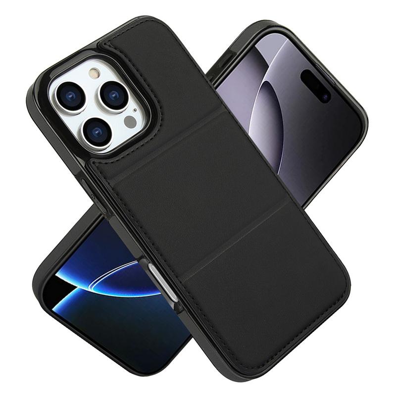 Étui de téléphone de luxe en cuir de couleur unie pour iPhone 16 Pro Max 15 Plus 14 Pro 13 12 11 avec support à rabat, fente pour carte, antichoc, couverture bumper en silicone souple