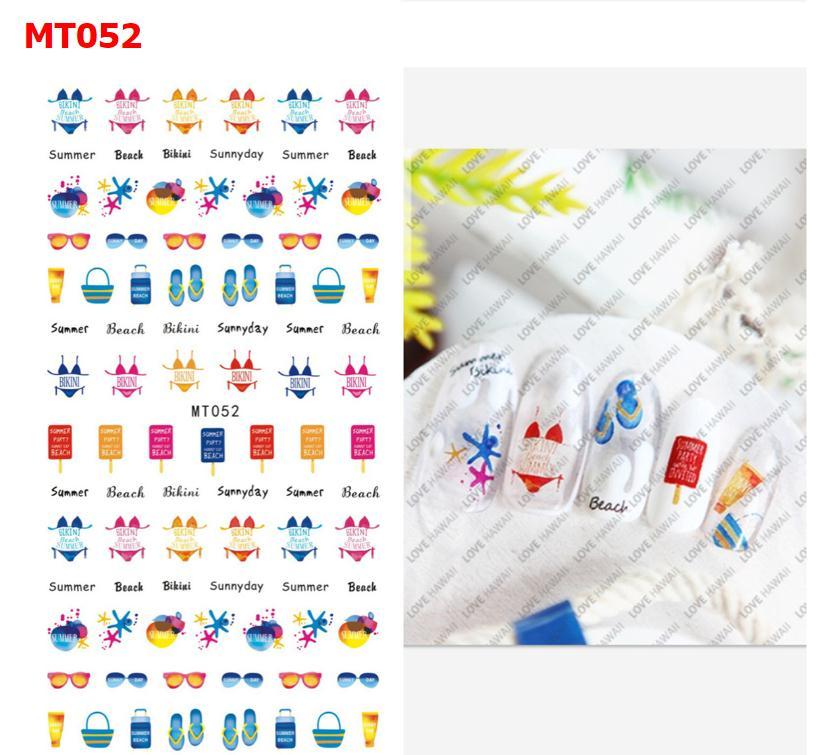 3D New Summer Coconut Beach Nail Stickers Ocean More Variety Flowers Nail Art Sticker Tattoo Decals Decorations