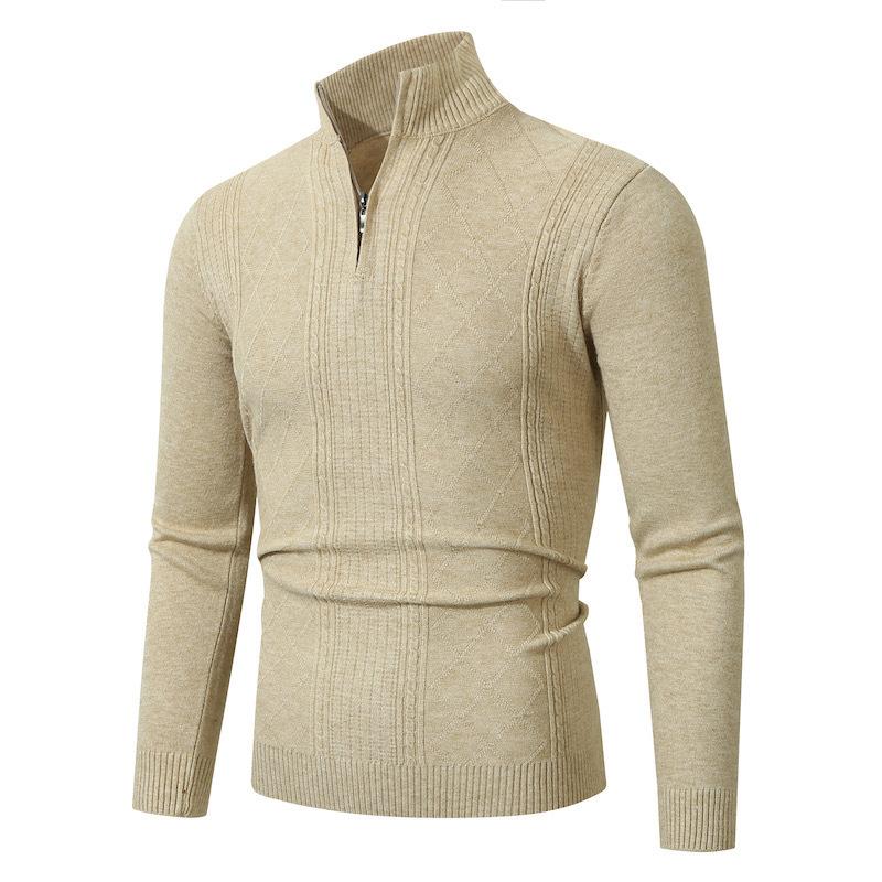 New Autumn and Winter Men's Zipper Turtleneck Cardigan Sweater Solid Color Fashion Casual Men's Sweater Jacket