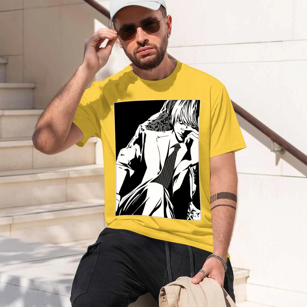 Yagami Tsuki 2026 New Fashion Heavyweight Hot Selling Retro Printed Pattern Fun Round Neck Tshirt For Daily Comfort
