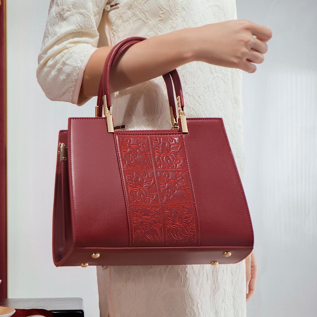 Mother'S Day Gift Embroidered Red Wedding Bag Bridal Bag Women'S Bag Mother Bag Handbag Large Capacity