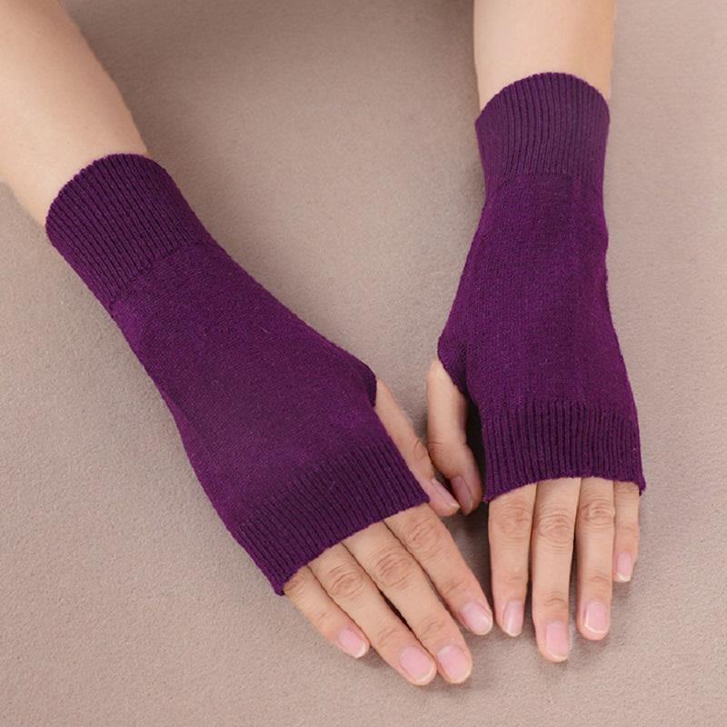 Wollhandschuh für Damen Winter Gestrickt Fingerlos Warm Weich Uni Dehnbar Halbfingerhandschuh Dame Elastisch Kurz Kaschmir Cosplay Handschuhe