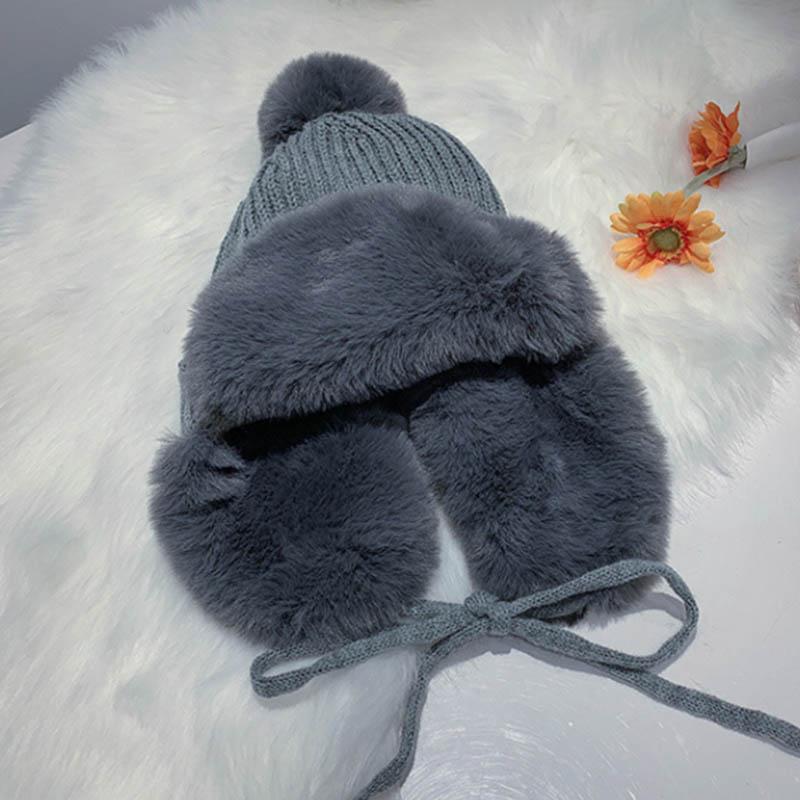 Lei Feng lue dame vinter ull trend plus fleece strikket lue varm og søt og søt ørepropper Kald ull lue