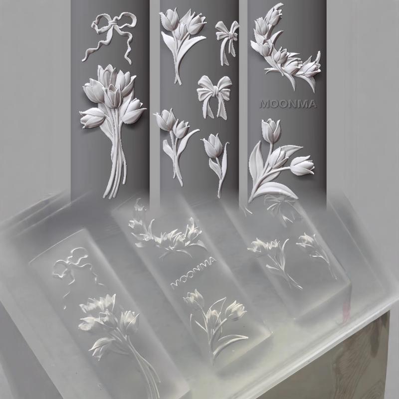 

3D Силиконовая форма для ногтей Сладкий цветок Тюльпановый букет Прозрачная форма для ногтей DIY Декор для нейл-арта Шаблон для маникюра для нейл-шармов