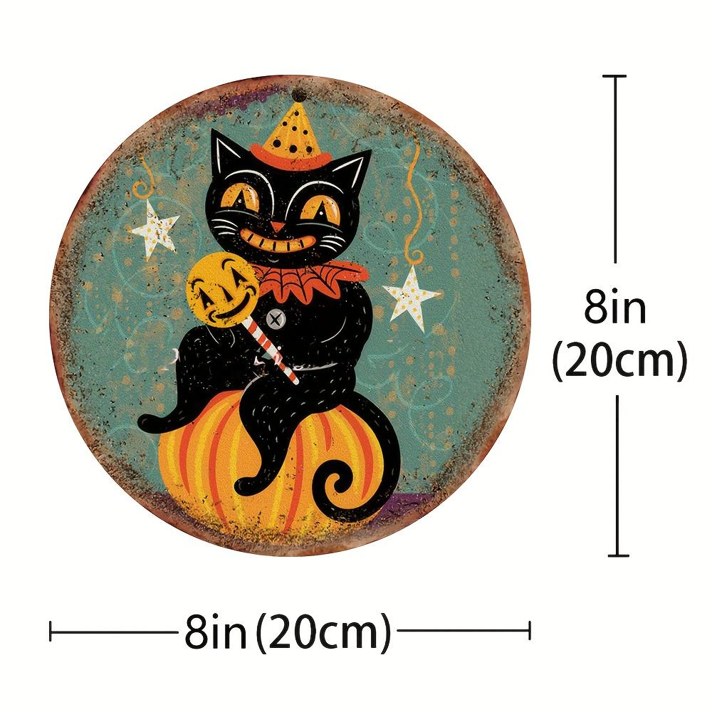 

Винтажная деревянная табличка с изображением кота и тыквы на Хэллоуин | Идеально подходит для дома, внутреннего и наружного декора | Универсальное настенное искусство белый