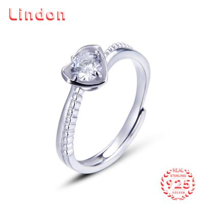 Lindon Klassischer Zirkon-Ring aus 925er-Sterlingsilber, Damenschmuck, Hochzeitsversprechen, Party-Geschenk