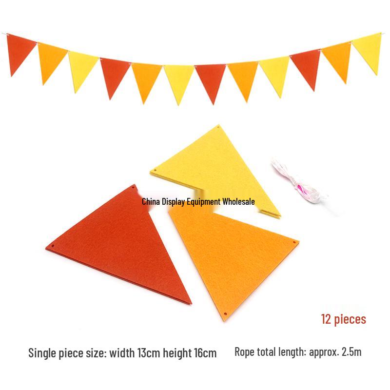 Triangle Flag Bunting for Kindergarten Decoration - Children's Room & Birthday Party Decor with Girlish Heart Design