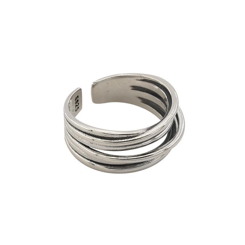 Anello Semplice Retrò Industria Pesante Argento Sterling 925 da Donna Senso di Alta Gamma Lusso Leggero Coreano Ins Vento Freddo Design di Nicchia Gioielleria