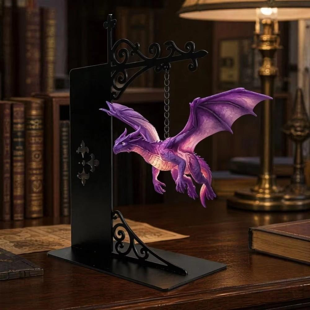 Metal Library Lantern Purple Flying Dragon Bookshelf Lights  for Home Room Decor