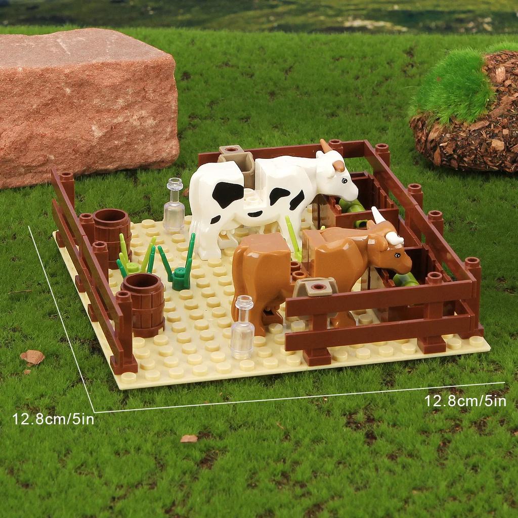 Funny Animal Assembly Block Toys, Cowshed, Pigsty, Sheepfold, Duck Pond, Used For Desktop Decoration Toys for Kids Collect Fans