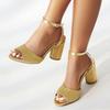 Sandales de luxe dorées pour femmes Chaussures d'été 2024 Sexy Talons hauts Lanières de cheville Tongs Rose Talon Chaussures de fête Danse Dames Marque