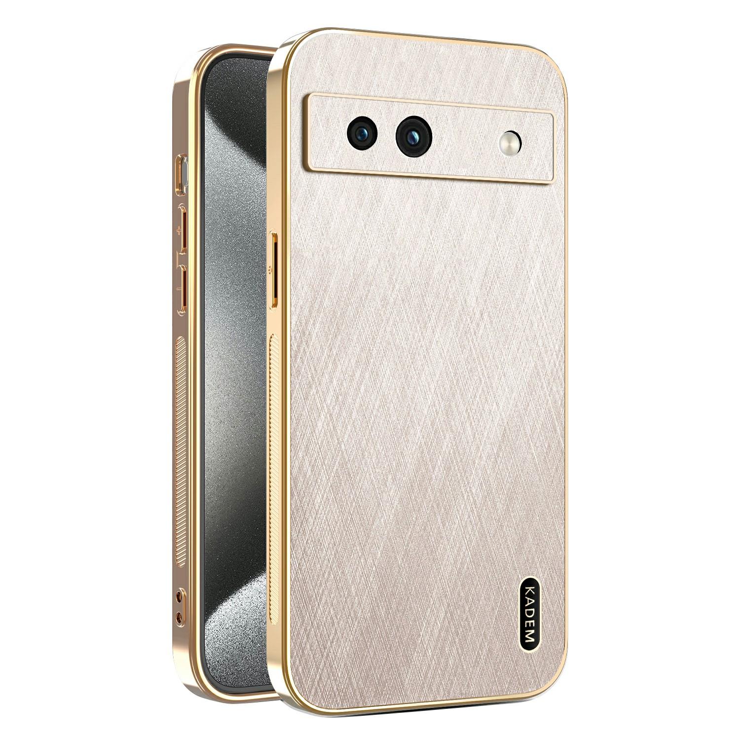 

KADEM Чехол для Google Pixel 7a Гальваническое покрытие Шелковистая текстура ПУ+ТПУ Задняя крышка телефона Gold
