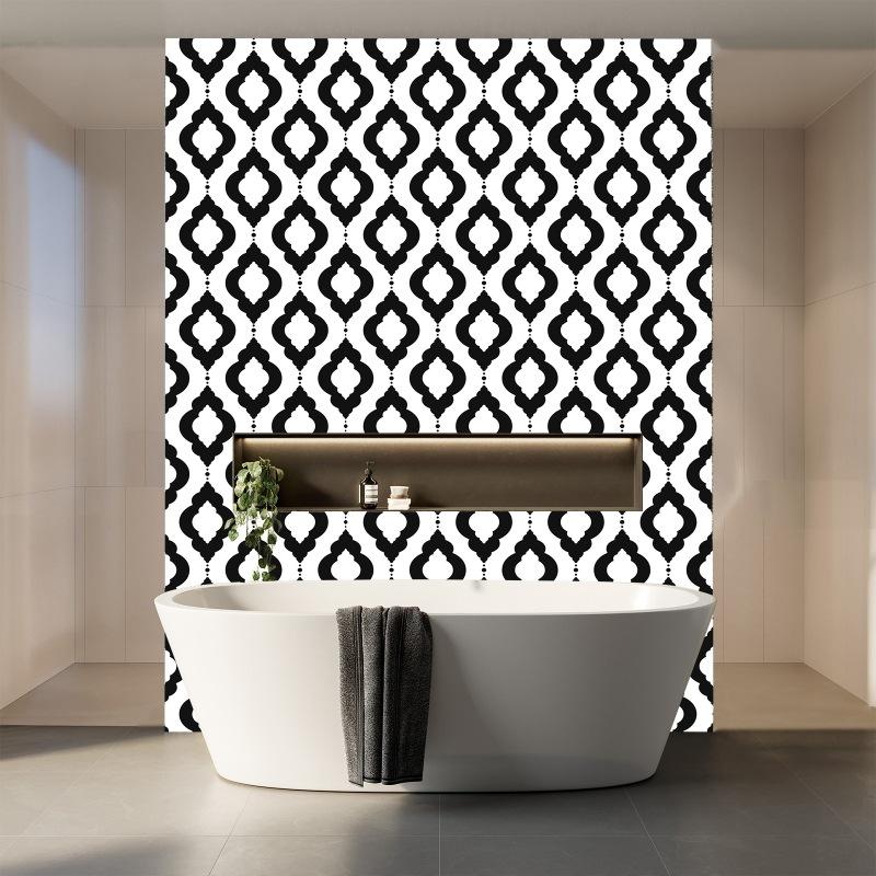 3D Black and White Geometric Peel and Stick Wallpaper Self Adhesive Contact Paper Removable Waterproof Thicken Wallpaper For Furniture Renovation