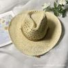 Vintage beach seaside vacation windproof bucket hat breathable straw visor female summer big brim jazz hat outdoor