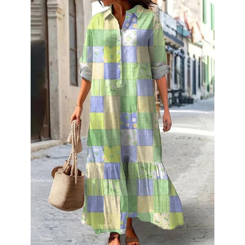 IHUASU Fashion Autumn Winter Long Sleeve POLO Neck Casual Dresses