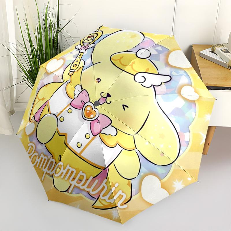 

1pc Pom Pom Purin Automatic Opening and Closing Folding - A Good Choice for Gifts, Fashionable and Convenient Umbrella With Cute Cartoon Characters, D