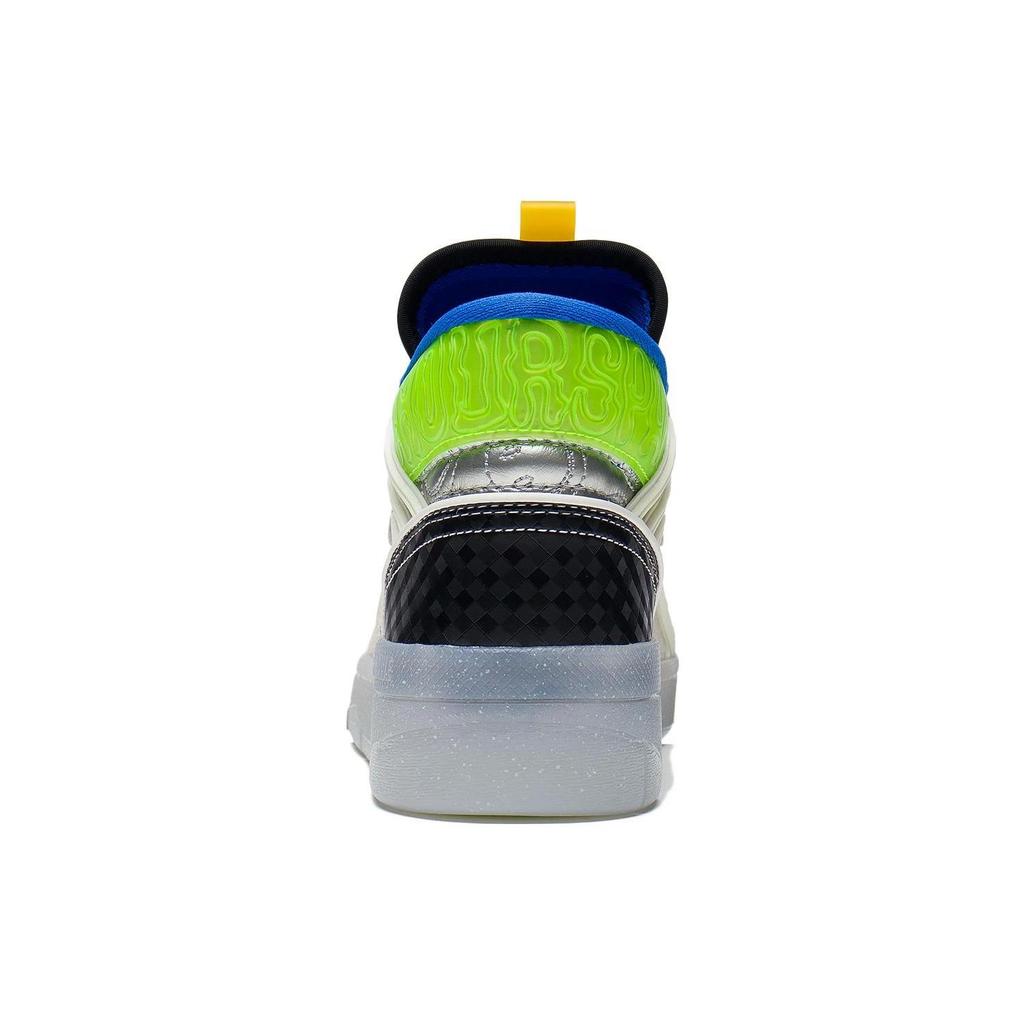 Li Ning Wave Mid Party Slip Resistant Abrasion Resistant Mid top Skateboard Shoes Women's White Black Blue AGCS284-1