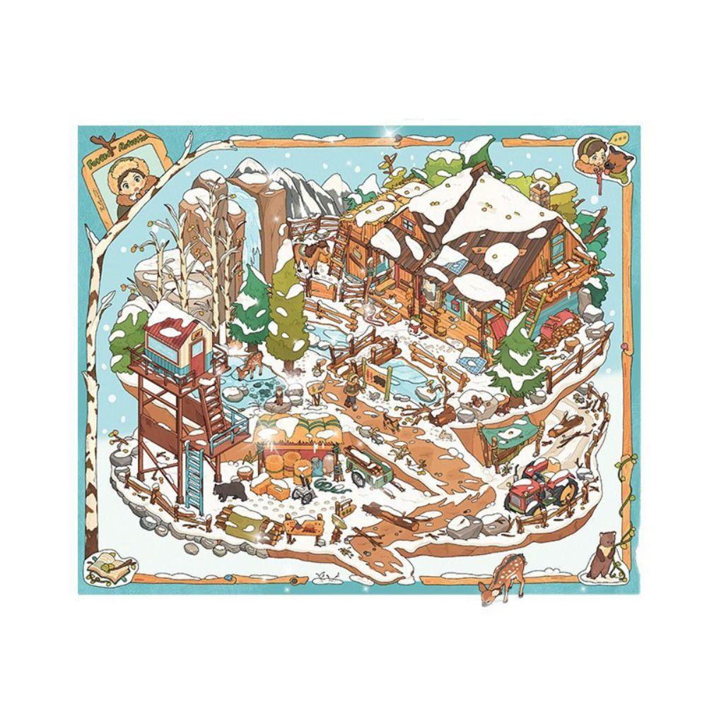 PET Miniature Landscape Sticker DIY Miniature Scene Collage Creative Cabin Scene Sticker