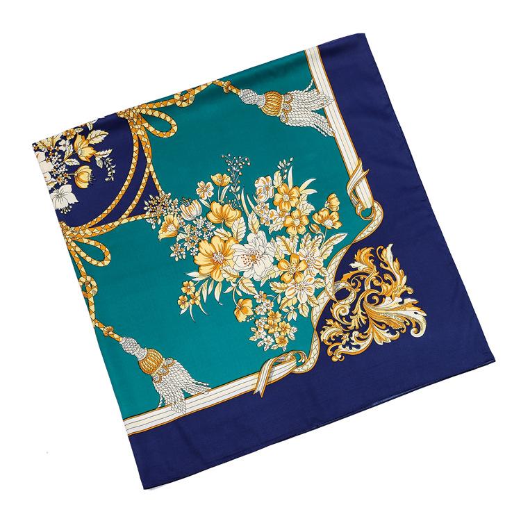130CM Women Large Shawl Luxury Tassel Printing Square Twill Silk Scarf Kerchief Hijab Scarf
