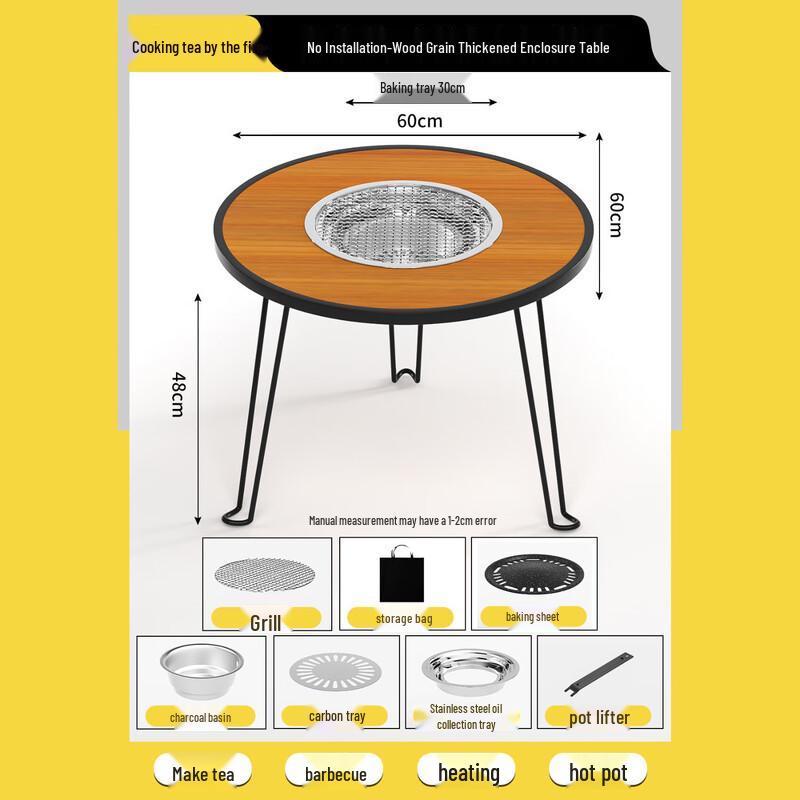 OEING Folding Round Stove & BBQ Table Standard Round