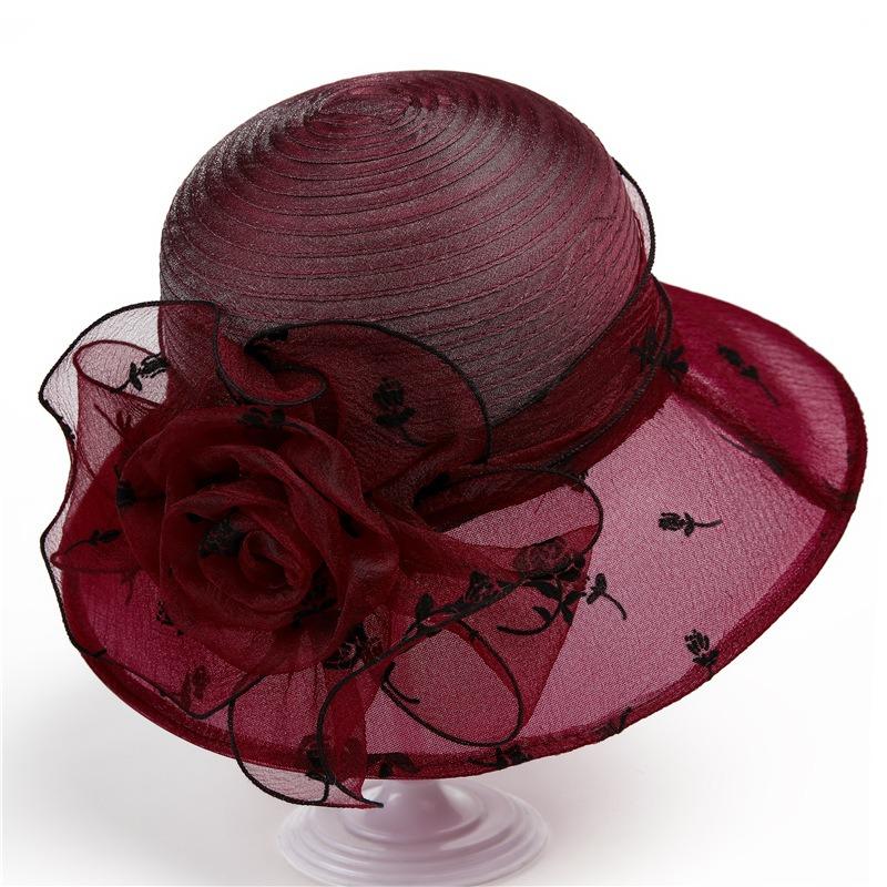 Elegant temperament organza hat women's spring summer cool hat bucket hat versatile top hat sun hat
