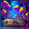 Psychedelic Mushroom Forest Tapestry Fluorescent UV Blacklight Wall Hanging for Bedroom E-sports Dorm Home Decor