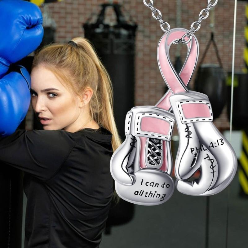 Inspirierende Frauen Kampfgeist Halskette Zinklegierung Schlüsselbein Kette Mit Boxhandschuh Anhänger Für Den Täglichen Gebrauch
