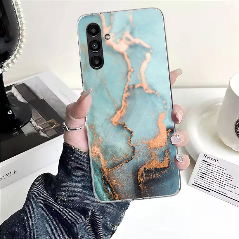 Fashion Geometric Marble Phone Case For Samsung Galaxy A13 A14 A15 A16 A17 A53 A54 A55 A56 A57 A33 A34 A35 A36 A37 A23 A24 A25 A
