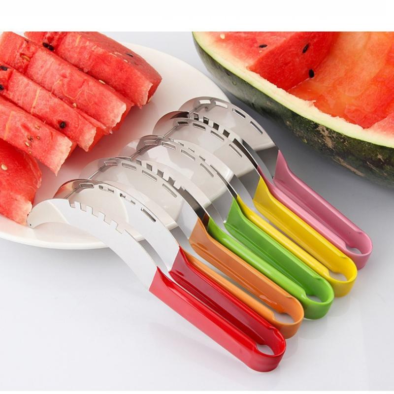 Stainless Steel Watermelon Slicer Plastic Wrap Handle Non-slip Melon Cutter Cutter Kitchen Gadget Fruit Cutting Tool Summer