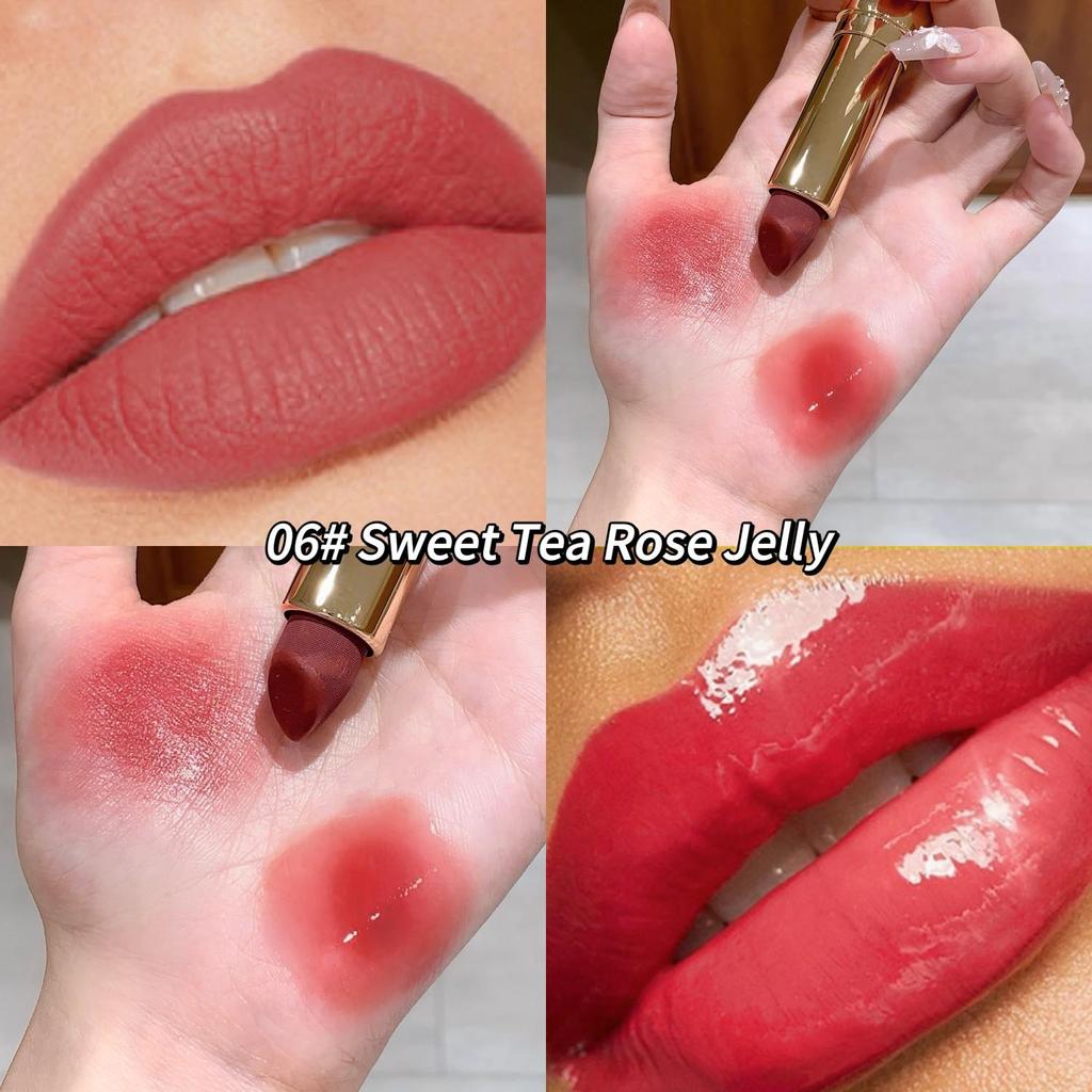 SHAQINUO 2-in-1-Lippenstift. Ein Ende ist matt und glatt. Ein Ende ist feuchtigkeitsspendend und transparent. Lipgloss