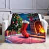 Christmas Stockings and Festive Decor Pattern Blanket Flannel Material Soft Warm for All Seasons Home Outdoor Camping Picnics RV