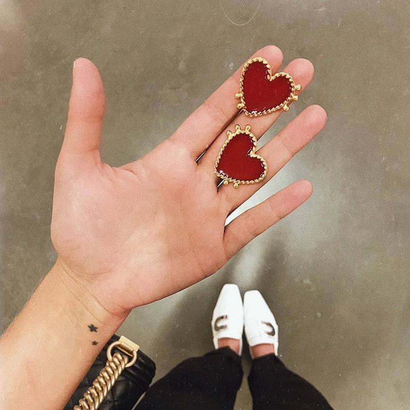 White Color Heart Stud Earrings for Women Girl Korean Love Drop Glaze Aesthetic Daily Life Minimalist Jewelry Piercing Earrings