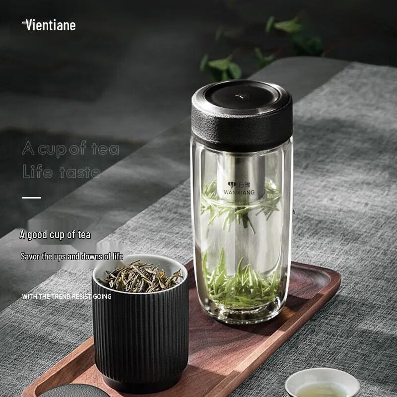 WANXIANG Double-Layer Glass Mug