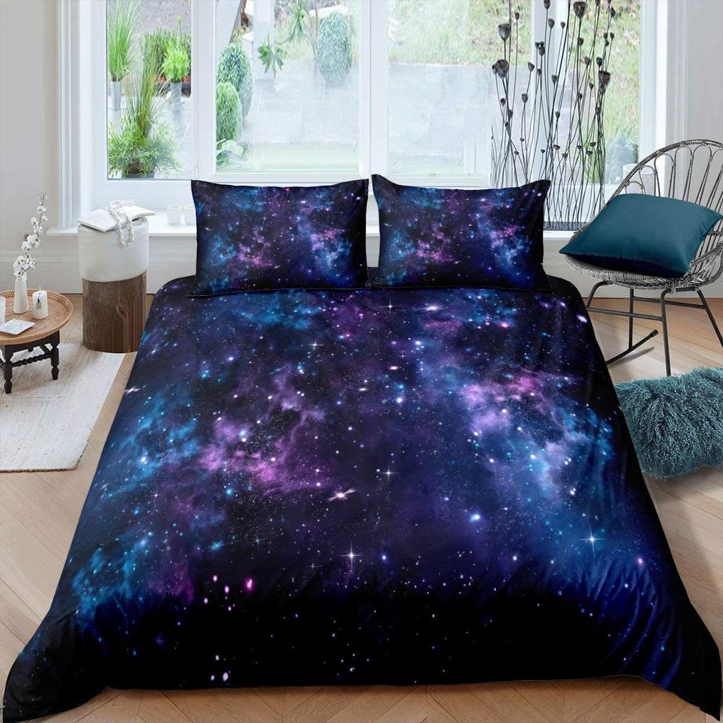 Comforter Starry Sky Love Heart Shape Pattern Polyester King Queen Full Size For Kids Boys Girls Bedding Set