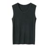 2025 Spring Worsted Wool Round Neck Sleeveless Knitted Vest - Solid Color Pullover Top