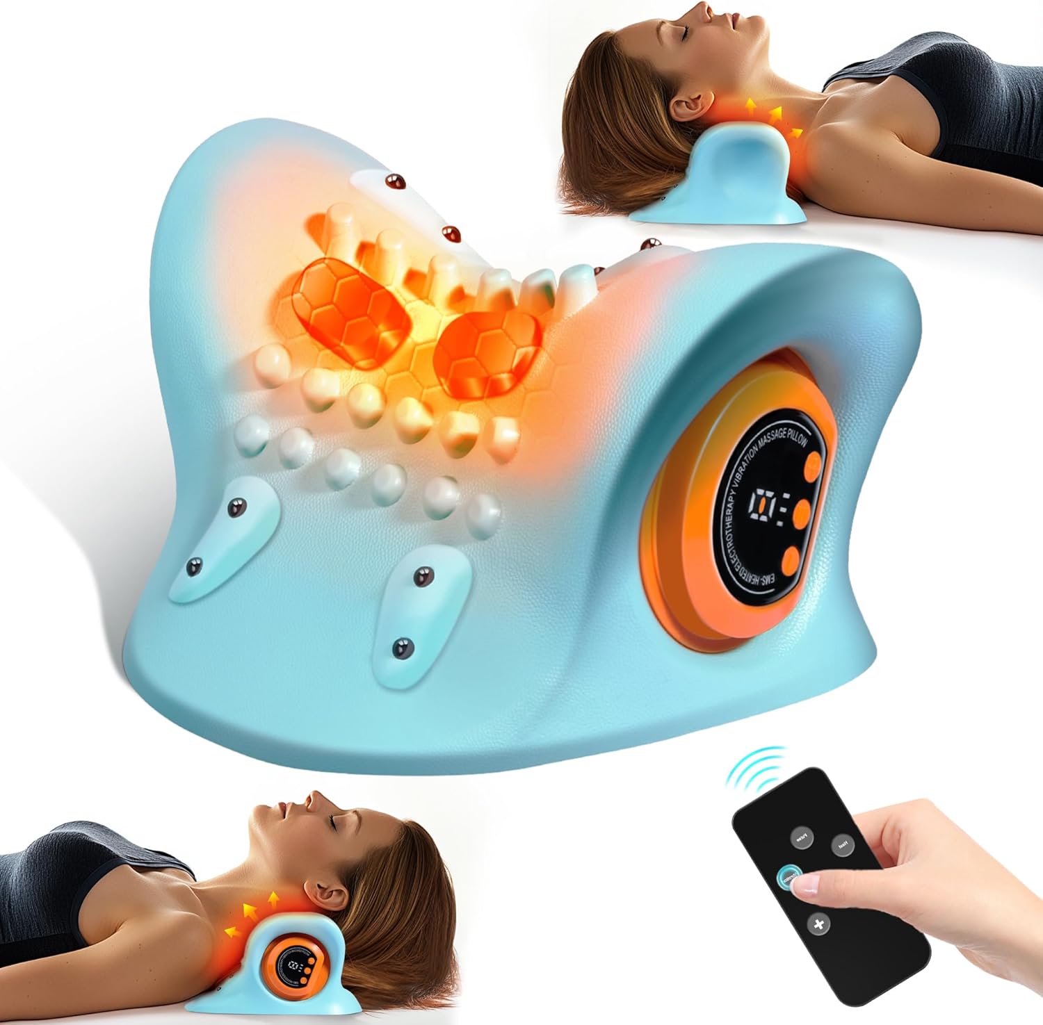 

Phenitech New Electric Heated Neck Stretcher 4D Portable Neck Massager Cervical Traction Pillow Massage Neck Hump синий