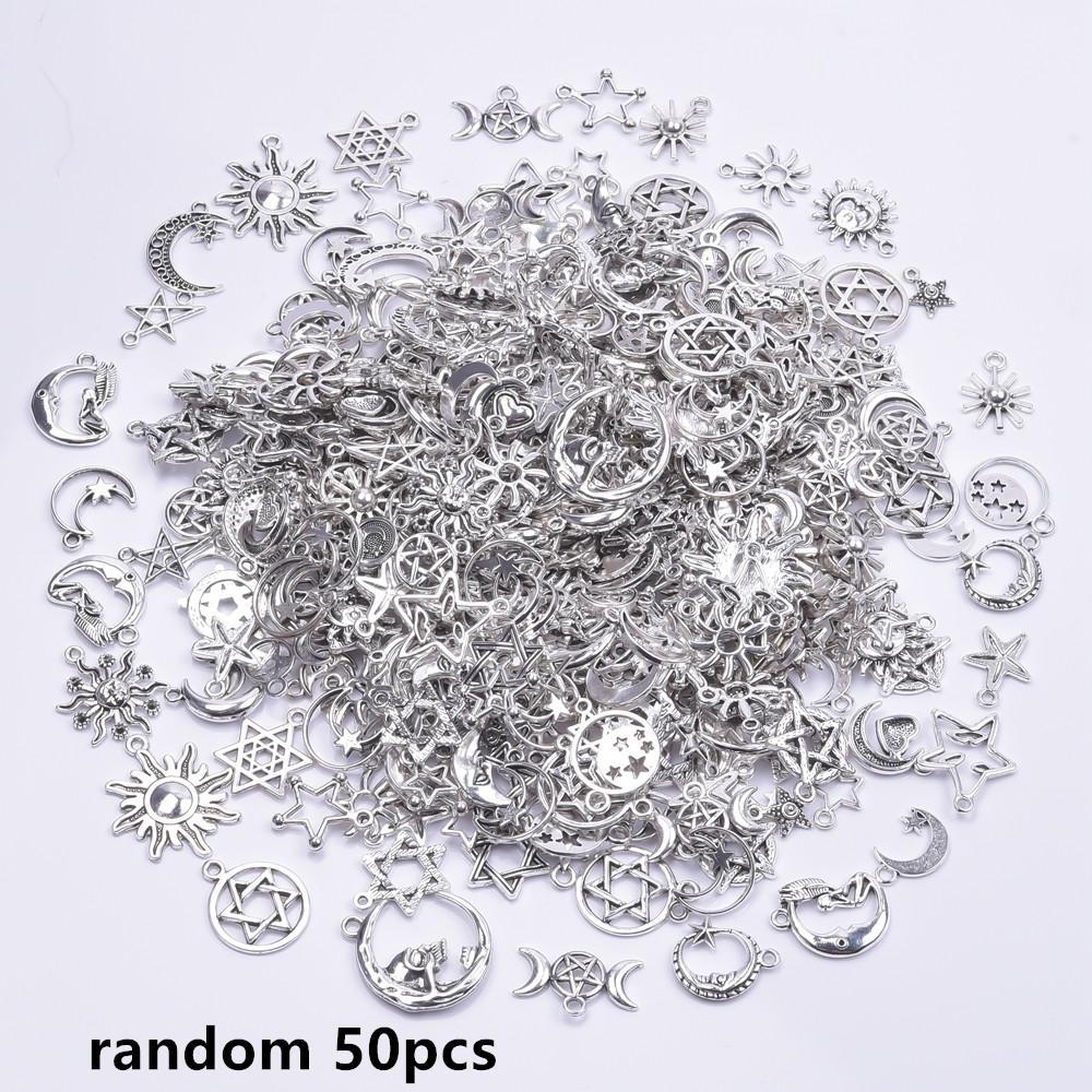 Light Gold Color Random Mix 10/20/30/50pcs Sun Moon Star Charms For Jewelry Making Materials To Make Bracelets Handmade Pendant