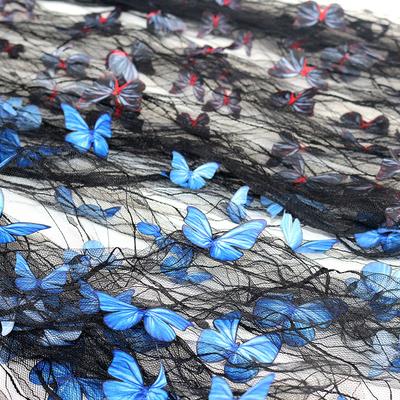 Three-Dimensional Butterfly Fixed Flower Spider Web Yarn Black Yarn Lace Embroidered Lace Children'S Clothing Hanfu Dress Fabric Decoration