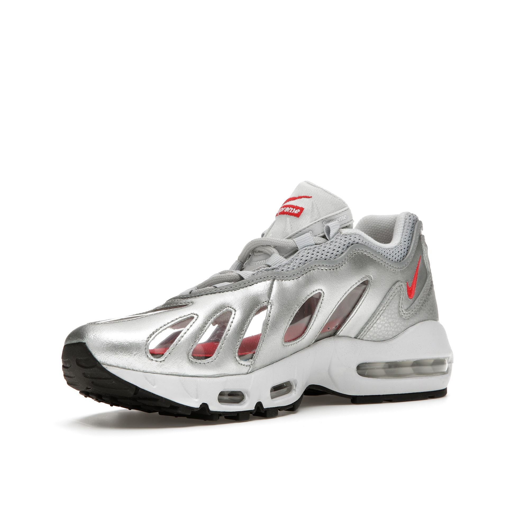 Мужские кроссовки Nike Supreme x Air Max 96 Metallic Silver Speed-Red Clear CV7652-001 42 — фото 4